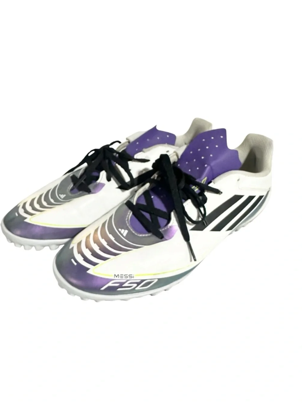 adidas Men's Soccer Turf Shoes in White, Purple & Black - 12